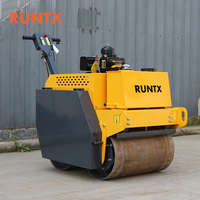 RUNTX Nouveau rouleau compresseur routier à double tambour de 700 kg, type manuel, à pousser