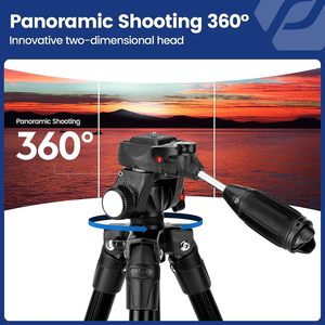 <span class=keywords><strong>Fotopro</strong></span> 60 "<span class=keywords><strong>trépied</strong></span> de voyage tête inclinable plaque de dégagement rapide téléphone appareil photo reflex numérique charge maximale 5,5 lb <span class=keywords><strong>trépied</strong></span> vidéo léger - Product Image 2
