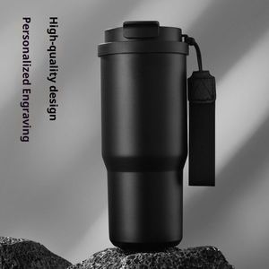 304 Stainless Steel 6th Generation Coffee <b>Cup</b> Car Travel Mug Portable with Handle Rope and Straw Vacuum <b>Insulated</b> Water Bottle - Product Image 1