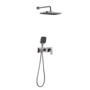 Adjustable Rain Shower Head Rectangle Pressurized Top Spray Easy Cleaning Bathroom Overhead Shower Set - Product Image 3