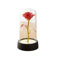 Rose éternelle sous cloche en verre, veilleuse, emballage de haute qualité en boîte colorée, cadeaux transfrontaliers pour mariages et anniversaires