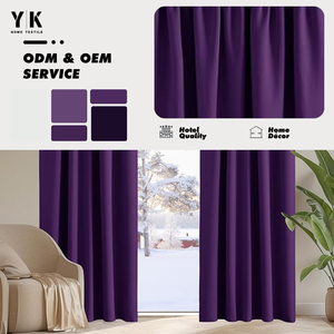 Cortinas opacas moradas de primera calidad con aislamiento térmico y reducción de ruido con parte superior de bolsillo de varilla para cortinas de oscurecimiento de habitación de dormitorio - Product Image 1