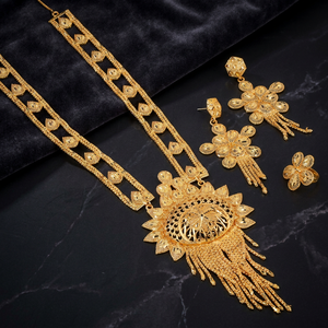 Custom Traditional Gold Plated Brass Micro Gold Forming Long Necklace Women's Wedding - Product Image 1