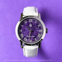 Montre personnalisée en cristal de dragon violet naturel, mouvement mécanique japonais 8215, résistante à l'eau 50m, boîtier en acier inoxydable, aiguilles authentiques