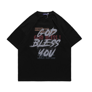 2022 nouveau Design personnalisé imprimé <span class=keywords><strong>t</strong></span>-shirts que Dieu bénisse <span class=keywords><strong>U</strong></span> <span class=keywords><strong>t</strong></span>-shirt concepteurs personnalisé imprimé mode noir <span class=keywords><strong>t</strong></span>-shirt - Product Image 3