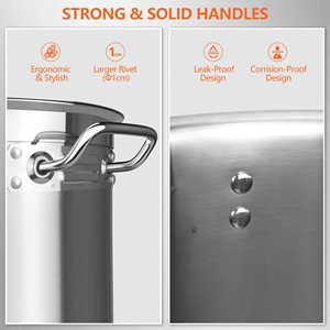 High Quality 3-ply Bottom Classic Stainless Steel Cooking <b>Pot</b> Stock <b>Pot</b> Soup <b>Pot</b> Gas & <b>Induction</b> Ready Premium Kitchen Tools - Product Image 3