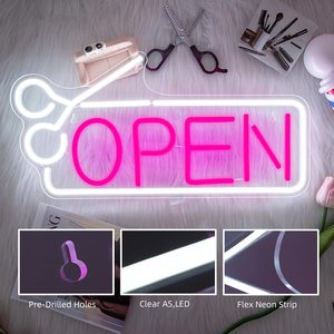 Enseigne lumineuse LED néon suspendue pour salon de coiffure, signalétique de magasin ouvert, lumière décorative, indicateur lumineux, lumière d'ambiance 5V 12V - Product Image 1
