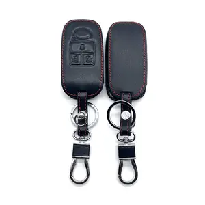 Case kunci mobil kulit 4 tombol, Cover pelindung Remote Control masuk tanpa kunci pintar untuk Daihatsu Tanto Rocky Toyota Raize karet
