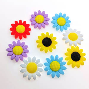 Silicone Grosse Rose Perles Fleur Bébé Dents Sans BPA Rose Bébé Jouets De Dentition Accessoires pour Sucette Chaîne Sans BPA - Product Image 6