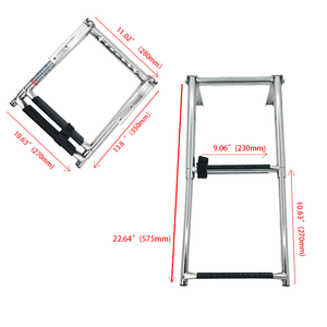 Perahu Stainless Steel 2 langkah perahu lipat Dock Telescoping berenang tangga dek dengan Pedal langkah lebar pagar tangan - Product Image 3