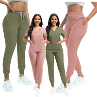 Ensembles d'Uniformes Scrubs Extensibles Personnalisés Logo Fabricant Taille Plus pour Femmes Haut de Blouse Jogging Leg Uniforme Médical de Travail Infirmière Chirurgical