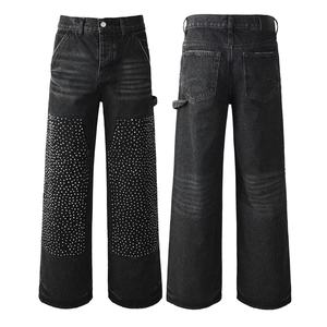 Jeans pour hommes de marque de créateur de haute qualité, <span class=keywords><strong>taille</strong></span> en gros, coupe droite, délavés et usés - Product Image 4