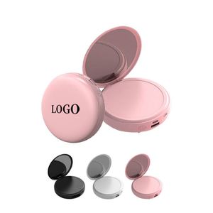 Mini Espejo de Maquillaje con Banco de Energía, Logotipo Personalizado, Portátil, Redondo, Rosa, Banco de Energía de 20000 mAh con Cable para Niños - Product Image 2