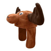 Grand long bois vif yeux ondulés orignal brun fermeture crochet et boucle casquette souple drôle Cosplay Costume peluche chapeau tête d'animal