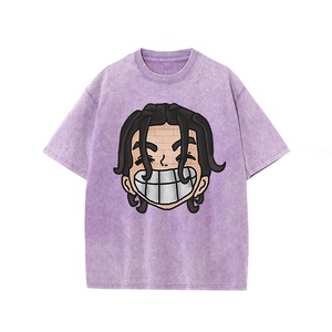 Camiseta de manga corta unisex personalizada de fábrica con ropa de calle Vintage de peso pesado estampada Camiseta de lavado ácido de algodón 100%. - Product Image 4