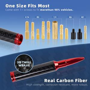 เสาอากาศคาร์บอนไฟเบอร์แท้ สำหรับรถยนต์/รถ SUV/รถบรรทุก เสาอากาศสัญญาณทนทาน เสาอากาศรถยนต์อเนกประสงค์ สำหรับรถบรรทุก - Product Image 5