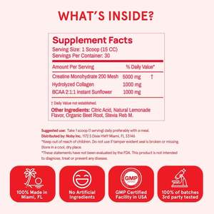 ผงครีเอทีนแบบกำหนดเองได้ MOQ ต่ำ ผสมคอลลาเจนและกรดอะมิโน เพิ่มพลังงานก่อนออกกำลังกาย ผงครีเอทีนโมโนไฮเดรตสำหรับผู้หญิง - Product Image 5