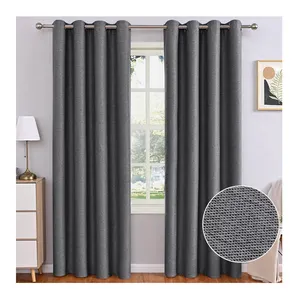 Wholesale hotel Modern Linen drapes Blackout fabric living room Insulated Solid Curtain For Bedroom