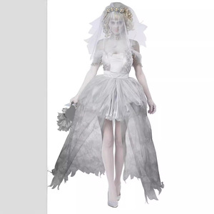 Costume de mariée fantôme pour femme, robe grise avec voile, costume de cosplay d'Halloween, tenue de personnage de film - Product Image 4