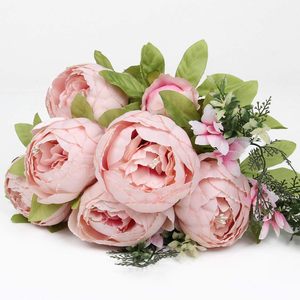 AL-8481 Wholesale13 Heads <b>Artificial</b> Exquisite Silk <b>Peony</b> Flowers Bouquets for Home Wedding Decoration Modern - Product Image 4