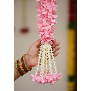 Guirnalda de Flores Rosadas Artificiales con Borlas Blancas, Decoración Colgante para Bodas, Festivales, Templos y Hogar - Product Image 2