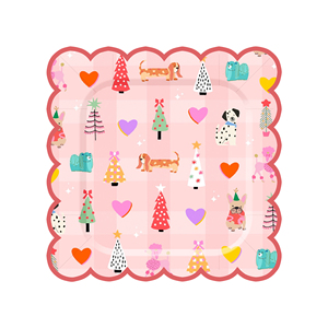 DAMAI - Vajilla Desechable Personalizada con Temática de Animales Rosas para Perros, Platos, Vasos, Servilletas, Juego de Vajilla para Fiestas - Product Image 4