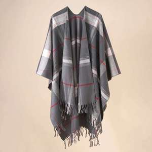 Wholesale Winter 130*150cm Oversized <b>Blanket</b> Poncho Scarf with Tassel Wool Cape Style Cloak Shawl <b>Beach</b> Poncho Womens - Product Image 2