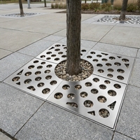 Grille d'arbre en acier inoxydable 304 avec larges fentes linéaires pour extérieur, grille d'arbre en acier inoxydable 304 avec options de taille personnalisées