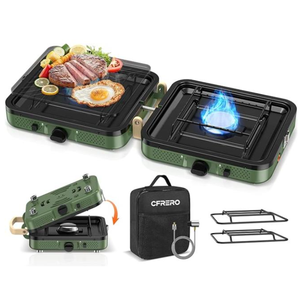 Réchaud de <span class=keywords><strong>camping</strong></span> pliable et portable à double brûleur pour pique-nique en extérieur, cuisson sur le terrain, 3-5 personnes, résistant au vent - Product Image 1
