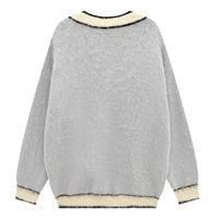 Femmes à la mode Varsity rayé col en V pull collège décontracté à manches longues pull tricoté pull haut ample Preppy floue armure