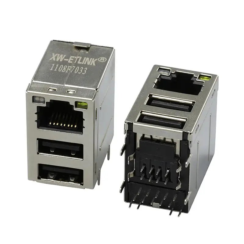 Mit LED Ethernet USB RJ45 Netzwerk anschluss 1 X3 mit Dual USB RJ45 Modular Jack Gigabit 8 P8C Anschluss RJ45