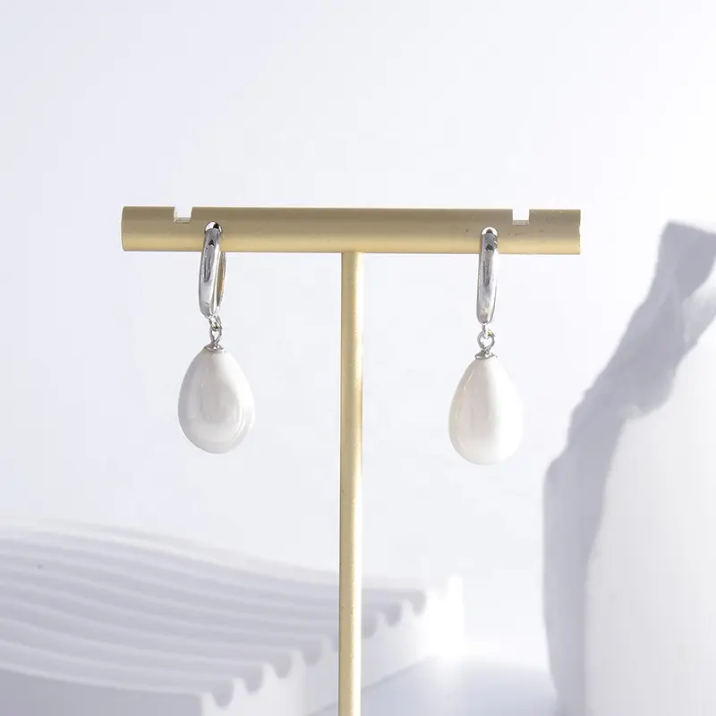 pearl silver 925 aesthetic vintage hoop earrings Drop shaped natural freshwater pearl earrings women