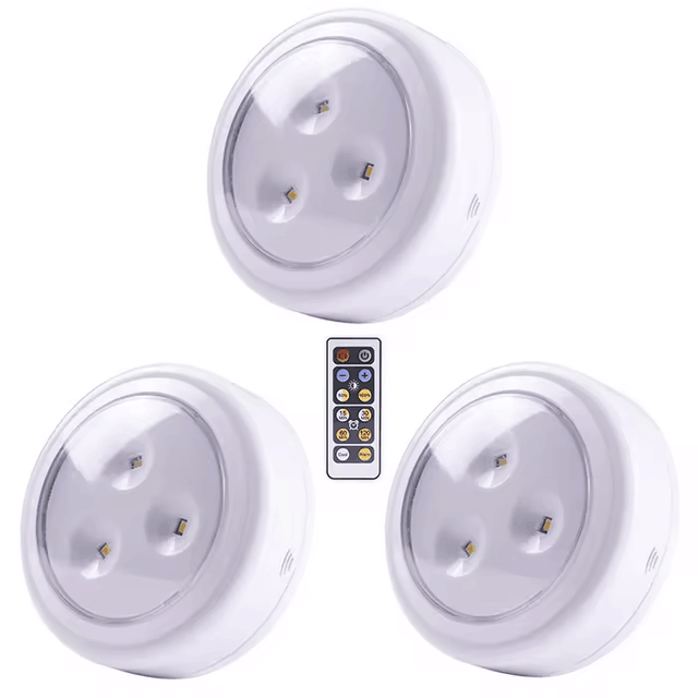 Hot Sale Wireless Dimmable Wall Mounted LED Battery Powered Under Counter Led Puck Lights with Remote Control