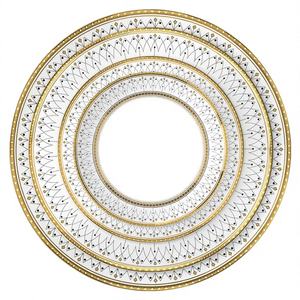 Service de table en céramique en porcelaine osseuse nouvelle génération, écologique, durable, avec bordure dorée, assiette à gâteau - Product Image 1