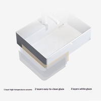 Lavabo de salle de bain en céramique blanche à poser sur comptoir D5040 avec vidange à droite pour projet hôtelier