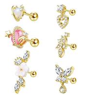 Boucles d'oreilles Toposh en acier inoxydable avec zircon transparent pour Daith, Helix, cartilage – Bijoux de piercing pour l'oreille