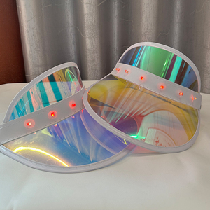 Mode <span class=keywords><strong>Pare</strong></span>-<span class=keywords><strong>Soleil</strong></span> en Plastique Led lumière Arc-en-ciel Visière Chapeau casquette de Baseball personnalisé printlogo camionneur sport Golf Chapeaux visière pour hommes femmes - Product Image 1