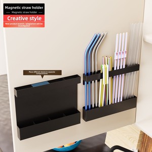 Support mural créatif en acier au carbone magnétique à un seul niveau pour pailles de cuisine - Product Image 4