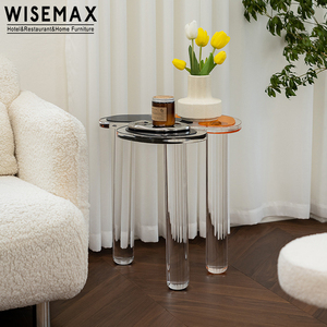 WISEMAX mobili moderni soggiorno mobili a forma di triangolo piccolo tavolino nero in acrilico <span class=keywords><strong>3</strong></span> gambe <span class=keywords><strong>tavolini</strong></span> da caffè per la casa - Product Image 5