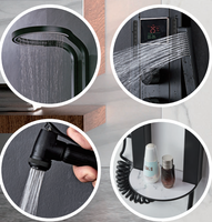 Panneau de douche moderne en cuivre, système de douche multifonction avec jet de pluie doux et lumière LED