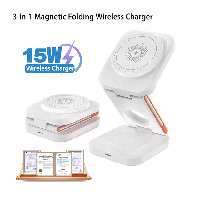 Qi2 3 in 1 15W Magnetic Wireless Charger for Iphone 17 16 15 Fast Charging Folding for Apple Watch Airpods Wireless Charger