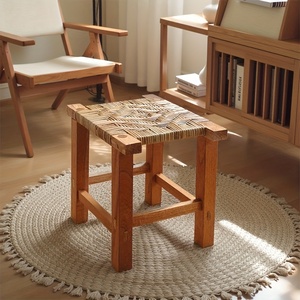 Tabouret et ottoman modernes et élégants en bois massif et rotin tressé, avec rangement intégré, pour la maison, la salle à manger ou comme <span class=keywords><strong>table</strong></span> <span class=keywords><strong>basse</strong></span>. - Product Image 5