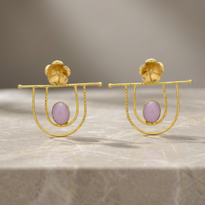 Pendientes Étnicos Chapados en Oro, Recién Llegados, Joyería Jaipur Gems, Regalo para Fiesta de Compromiso - Product Image 3