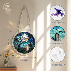 Rompecabezas acrílico de lápida de Halloween transfronterizo, adorno decorativo redondo de 7.87 pulgadas para decoración de arte para colgar en la pared - Product Image 1