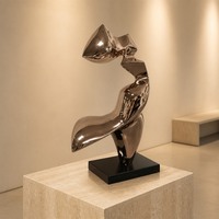 Sculpture en acier inoxydable poli sur mesure, forme d'aile en S, service OEM, taille personnalisée, statue artistique, projet de hall d'hôtel