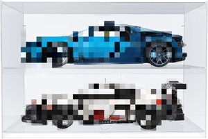 Boîte de présentation de voiture de briques de jouet en acrylique personnalisée à 2 niveaux de stockage de rectangle d'usine - Product Image 4