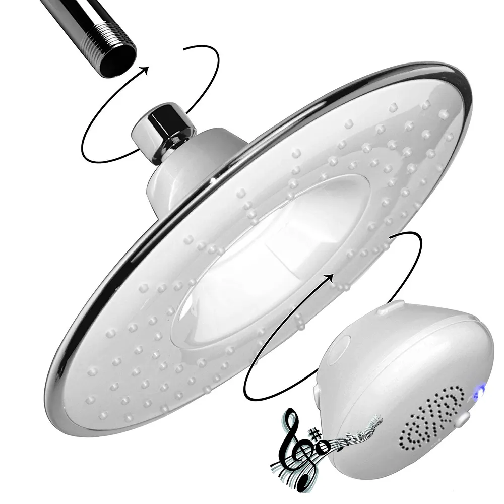 High quality Bathroom 8 Inch Abs BT Wireless Waterproof Speaker Blue Tooth Music Shower Head