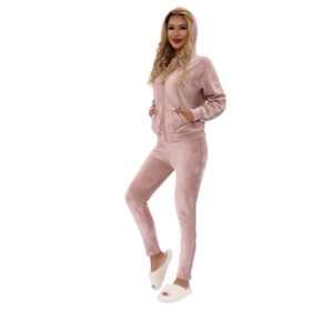 Tuta da Donna in Pile con Cappuccio e Zip, Tinta Unita, Casual, Invernale, con Tasche Laterali, Vestibilità Regolare, in Cotone e Spandex - Product Image 1