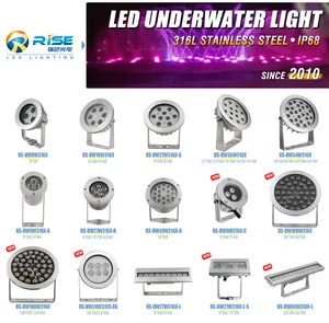 316L lampu bawah air, Stainless Steel 18W RGB/RGBW DMX air mancur air laut lampu LED 12v/24v