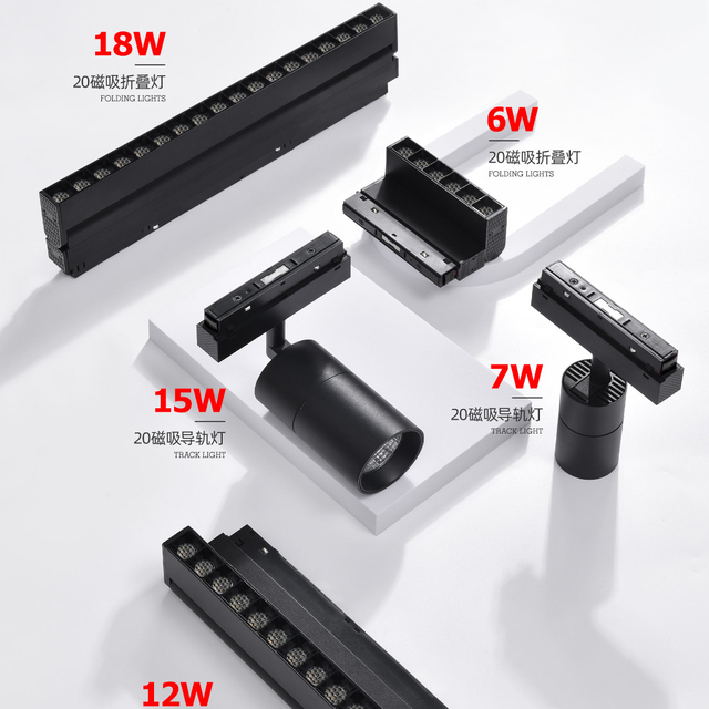 Dimming Magnetic Track Lmagnet Rail Systemi9w 12W 18W 24wl Grille COB Spotlight LED 90 Modern Aluminum Alloy Magnetic Light
